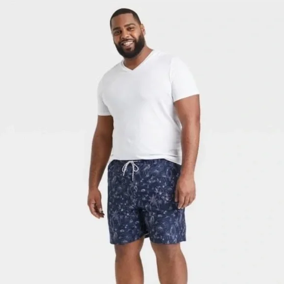 Goodfellow & Co Men's 7" Parrot Scenic Swim Trunks Medium - Picture 1 of 9